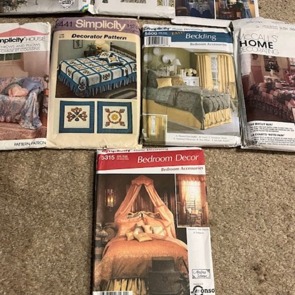 Bundle of 8 Sewing Patterns Crafts Home Decor Window Treatments Pillows Quilts - Picture 4 of 9